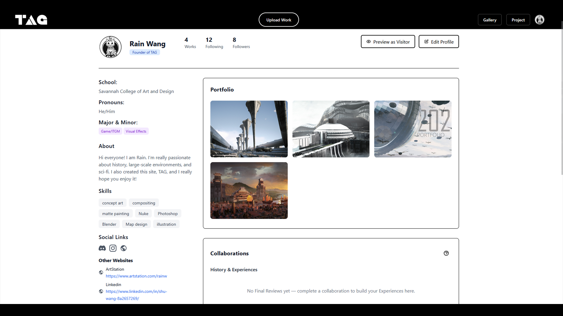 TAG Profile Page